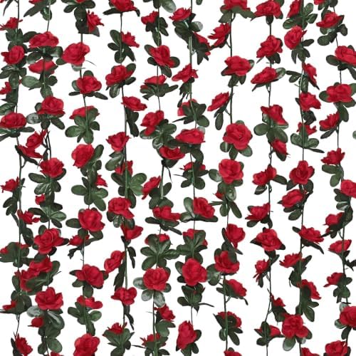 2 Pcs 16.5Ft Flower Garland Rose Vines, Orange Floral Garland Flower Vines by MARTINEMALL