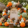 Sage Green Orange Brown Balloon Arch Double Stuffed Fall Balloon Garland by DOUBLELAYERBALLOON