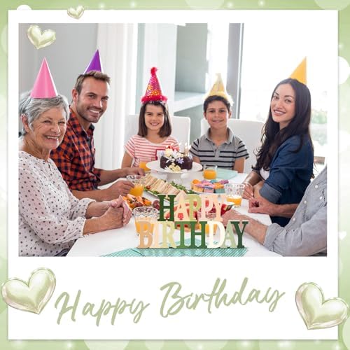 Novabright Happy Birthday Sign, Sage Green, No Glitter - Image 5