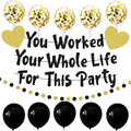 You Worked Your Whole Life For This Party Banner Black Gold Glittery Retirement Party Decoration Set Funny Retirement Sign Gifts for Women Men Employee Coworker Office Retired Balloon Garland Decor by PEIQICHU