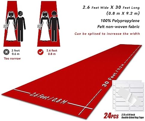 EZLucky Red Carpet Runner for Party, 2.6X30 ft, 130 GSM Felt Non-Woven Fabric, Hollywood Red Carpet for Event, Aisle Runner for Wedding Ceremony, Movie Theme Party Deco, Red Runway Rug for Prom - Image 3