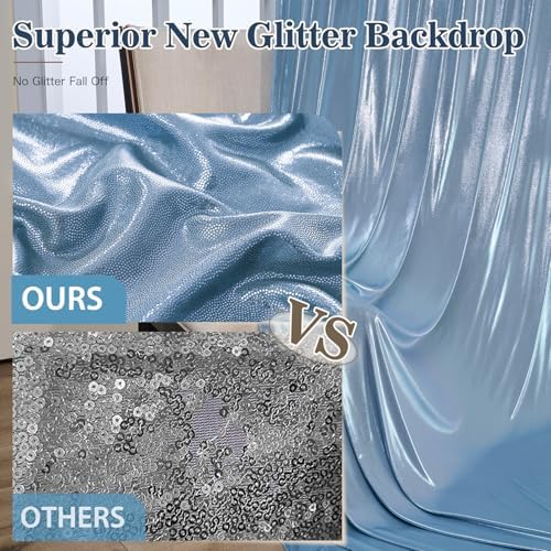 20x10ft Dusty Blue Sequin Backdrop Curtains, Wrinkle Free Glitter Backdrop Drapes for Wedding Parties Photography Stage Decor, Non-Shedding 4 Panels Set (5x10ft Each) - Image 6