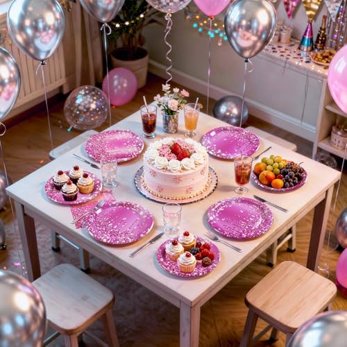 75Pcs Rose Red Diamond Party Decorations, Plates and Napkins for 25 Guests - Image 4