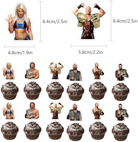 Wrestling Birthday Decorations, Wrestling Party Supply include Happy Birthday Banner, Cake Topper, Cupcake Toppers, Balloons for Kids Adults Party Decorations (Black) - Image 6