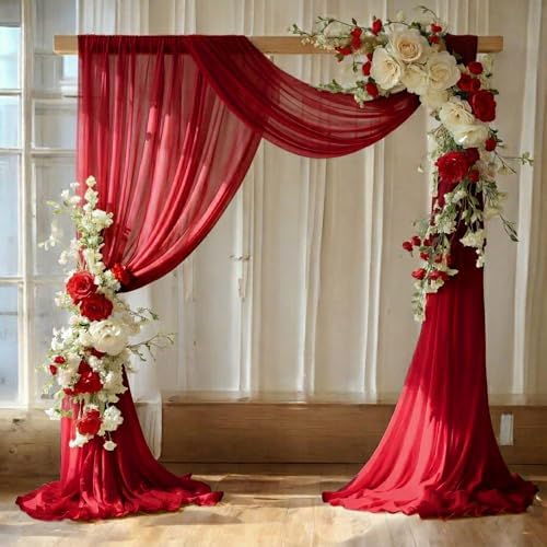 Pack of 1 Wedding Arch Drape Panel Fabric 30" x 50ft - Apple Red by MDS