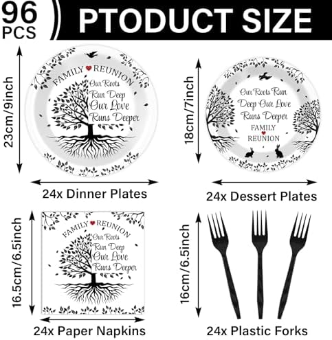 96Pcs Family Reunion Party Plates Napkins Family Tree Birthday Decorations - Image 2