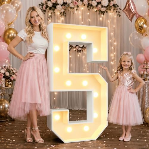 Large 4FT Marquee Light Up Numbers 5 for Party Decorations by NANXU