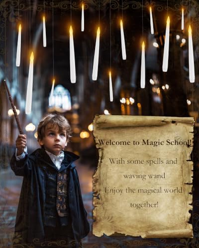Raycare 20 Pcs Floating Candles with Wand, Hanging Candle with Timer, Magic Deco Candles Flickering Warm Light, Flameless Taper Candle with Remote, LED Candlesticks for Birthday Halloween Party Decor - Image 2