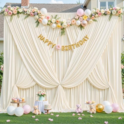 Champagne Backdrop Curtain for Parties Wedding Baby Shower Wrinkle Free Photo Curtains Backdrop Drapes Fabric Decoration for Bridal Shower 5ft x 7ft,2 Panels - Image 3