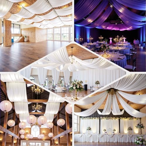 40ftx40ft White Ceiling Curtain for Wedding Parties - Image 4