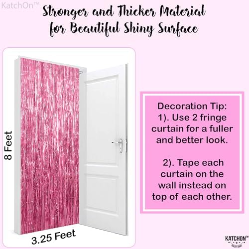 KatchOn, Pink Streamers for Pink Party Decorations - 3.2x8 Feet 2Pcs - Image 2
