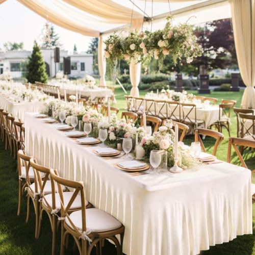 Shillance 8 Packs Ivory Spandex Table Covers 6 Foot, Fitted Stretch Table Cloth with Skirts 72x30 Inch, Wrinkle-Free Floor Length Rectangle Tablecloths for Weddings Parties Banquets Events - Image 7