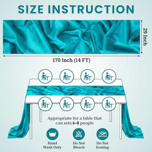 Pack of 2 Chiffon Table Runners 29 x 120 Inch, 14FT Long - Peacock Blue - Image 3