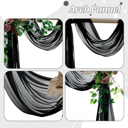 Pack of 1 Wedding Arch Drape Panel Fabric 30" x 100ft - Black - Image 5