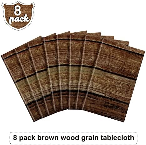 Irenare 8 Pcs Brown Wood Grain Western Tablecloth Plastic - Image 4