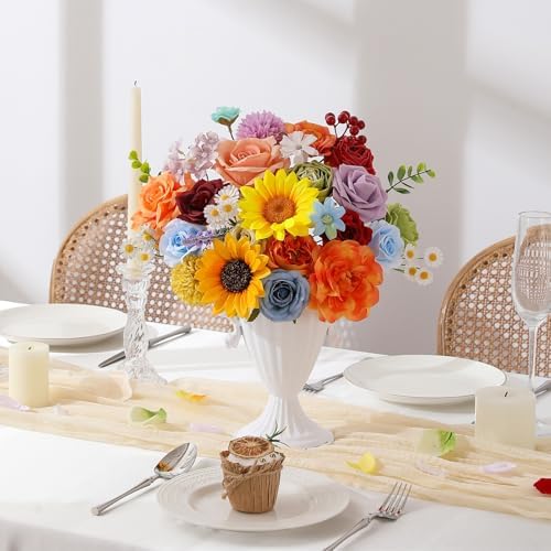 Floweroyal Artificial Flowers Fake Rose Flowers Dahlia with Stems for DIY Wedding Bridal Bouquets, Baby Shower, Floral Arrangement, Table Centerpieces, Home Decorations - Image 5