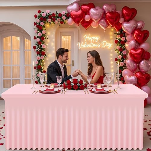 Smiry 2 Pack Spandex Elastic Fitted Table Cloth Skirt for 8FT Table - Image 6