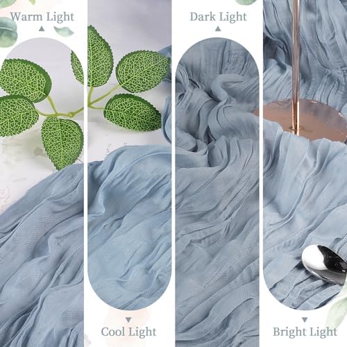 6 Pack Dusty Blue Cheesecloth Table Runner 35×120 Inch Fall Boho Home Decor - Image 5