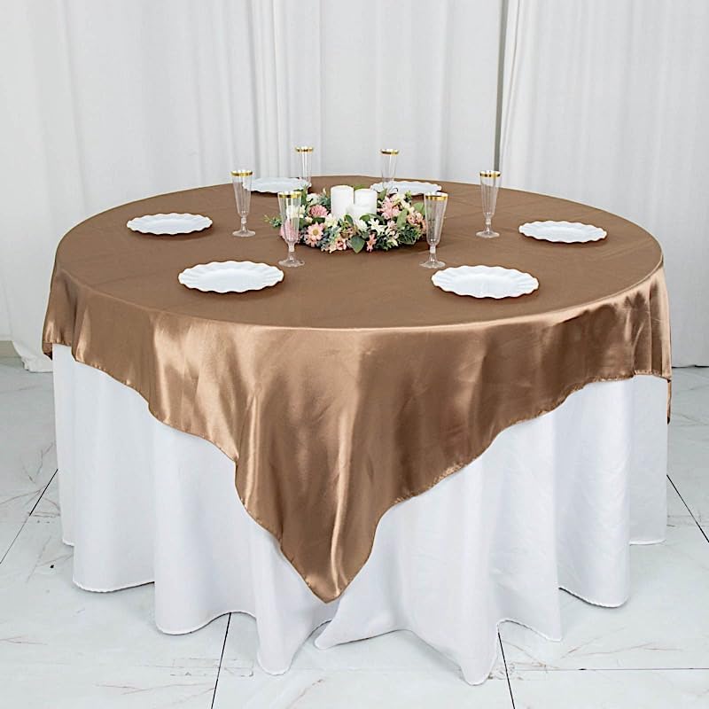 Balsa Circle 10 pcs 72x72 inch Taupe Square Tablecloth Satin Fabric Overlays Linens | Table Cloths Cover for Wedding Party Banquet Reception Events Decoration Kitchen Dining Events Kitchen Dining - Image 2