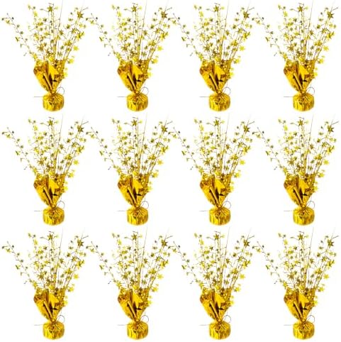 12 Pcs Metallic Foil Spray Centerpiece Party Star Table Decoration Brust Glitter Table Topper Decor for Birthday Graduation Holiday Christmas Dining Celebration New Year Party Supplies, Gold by YinNorth