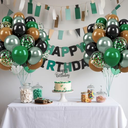 Green Brown Black Balloons, 50 Pcs for Camping Birthday Party Decorations - Image 4