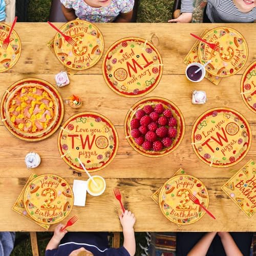 96Pcs Pizza 2nd Birthday Party Decorations for Baby Shower, Serves 24 - Image 7