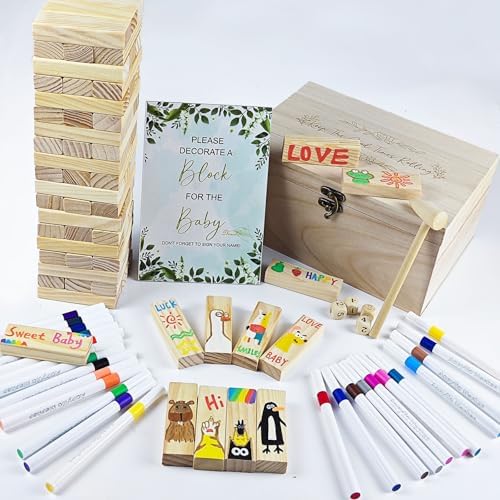 101pcs Fun Baby Shower Games Sign Kit, Baby Blocks for Baby Shower, 2 ways - Image 6