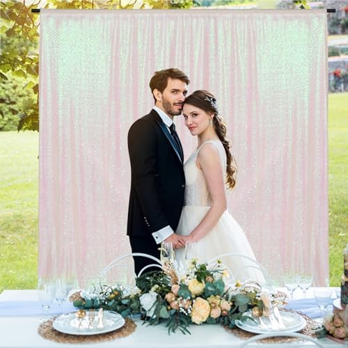 PartyDelight Iridescent White Sequin Backdrop 6x6ft Shimmer Photo Curtain - Image 6
