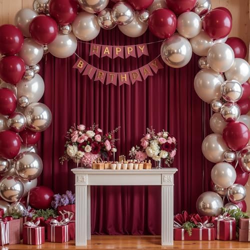 40x10FT Burgundy Backdrop Curtains for Wedding Parties, Wrinkle Free Polyester Photography Backdrop Drapes for Wedding Baby Shower Birthday Parties Stage Background Stand Decorations 4x10ft,10 Panels - Image 3