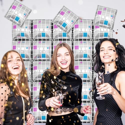 25PCS Disco Square Foil Balloons Wall Backdrop - Image 4