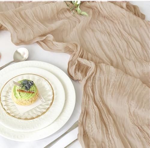 2 Pack Nude Cheesecloth Table Runner for Fall Birthday Party Home Decor - Image 2