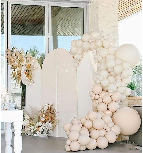 412pcs Sand White Balloon Garland Arch Kit 18 12 10 5 Inch Different Sizes Matte Neutral Latex Cream Balloons for Baby Shower Birthday Wedding Party Decoration - Image 5
