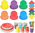 360 Pcs Rainbow Disposable Plates and Napkins Tableware Set for 50 Guests by COSINIA