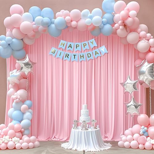 8x10FT Baby Pink Backdrop Curtains for Wedding Parties, Wrinkle Free Polyester Photography Backdrop Drapes for Wedding Baby Shower Birthday Parties Stage Background Stand Decorations 4x10ft,2 Panels - Image 7
