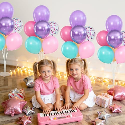 4 Sets Pink Purple Blue Teal Yellow Balloons Stand for Table - Image 5