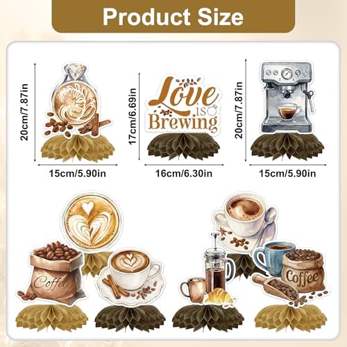 9 Pcs Love is Brewing Bridal Shower Party Centerpieces, Coffee Theme - Image 2