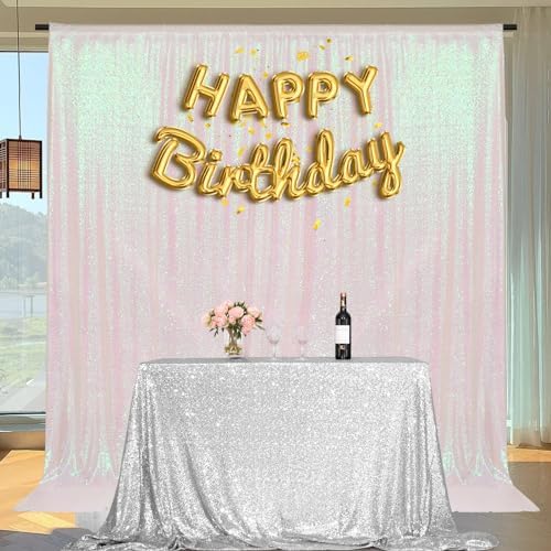 PartyDelight Iridescent White Sequin Backdrop 6x6ft Shimmer Photo Curtain - Image 7