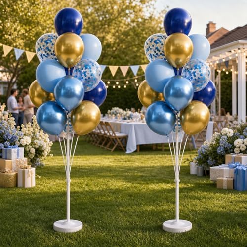 Blue Gold Balloon Column Kit Set of 2 for Floor&Table Party Decor - Image 7