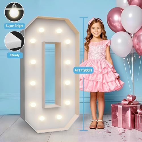 4FT Light Up Marquee Number 0- Large Foam Board Mosaic Kit - Image 3