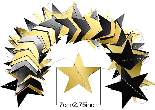 Glitter Star Garland Banner Decoration, 130 Feet Bright Gold Star Hanging Bunting Banner Backdrop for Engagement Wedding Baby Shower Birthday Christmas Party Decor (Black, Gold) - Image 3