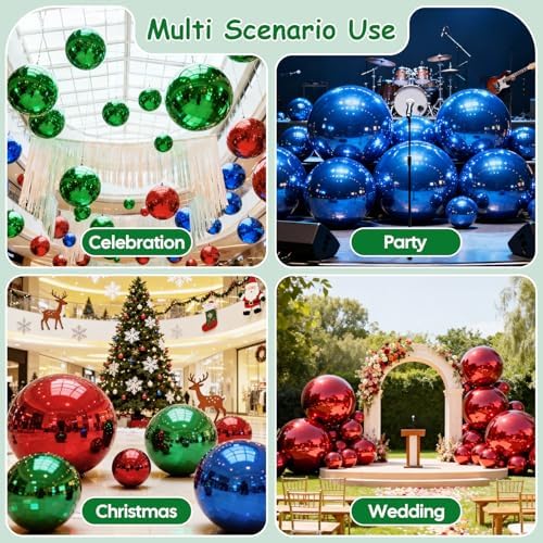 Green Inflatable Mirror Ball 19.7in, Reusable Hanging Mirror Balls Decor Shiny, PVC Large Event Decoration Disco Bubble for Holiday, Party, Wedding - Without Air Pump (1 Piece, 1.64ft) - Image 5