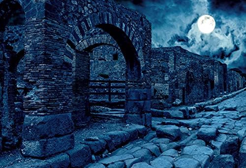 Renaiss 10x8ft Stone Town Backdrop Full Moon Dark Blue Cloudy Night Photography Background Bleak Vintage Punk Gothic Photo Studio Live Room Prop Video Supplies Boy Girl Kids Cool Portraiture Decor - Image 5