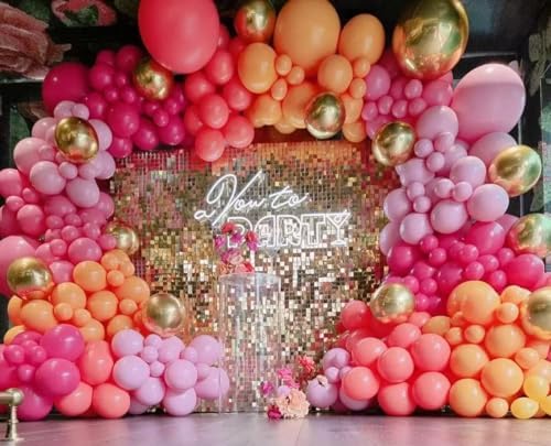 Pink and Orange Balloon Arch Kit, ADOINBY 161Pcs Hot Pink Orange Metallic Gold Latex Balloon Garland kit, 18 12 10 5 Inch Different Size Balloons for Birthday Baby Shower Wedding Party Decorations - Image 4