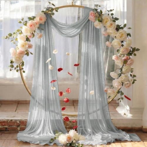 Pack of 2 Wedding Arch Drape Panel Fabric 30" x 50ft - Grey - Image 6