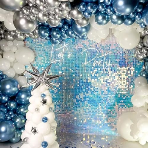Baby Blue and Silver Balloons 60Pcs Birthday Baby Shower Party Decorations - Image 6