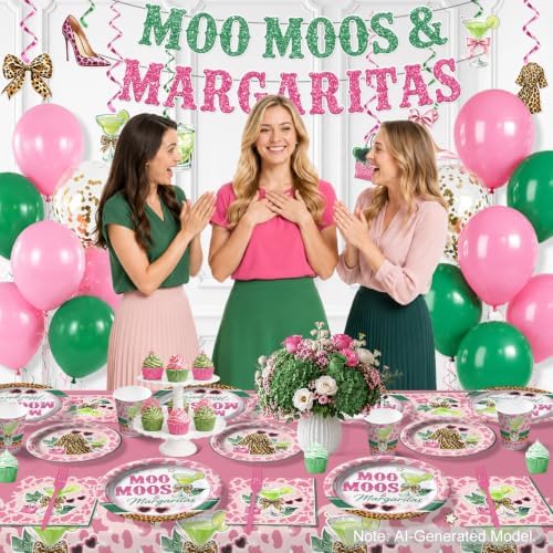 215pcs Moo Moos and Margaritas Party Decorations Tableware Set, 25 Serves - Image 4