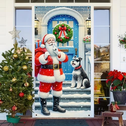 BlissYard Door Cover Christmas Dog Santa 35x71 Inch Polyester - Image 5
