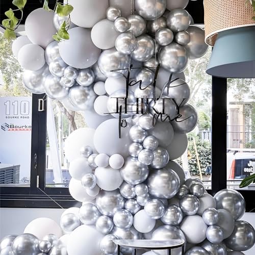 Voircoloria 66pcs Metallic Silver Latex Party Balloons, 12inch - Image 4