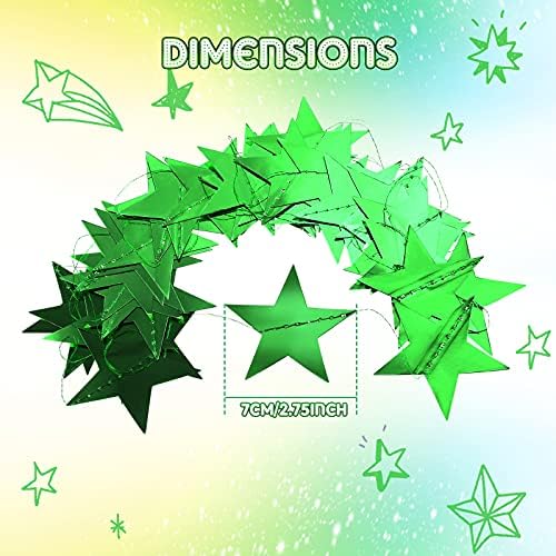 Patelai Glitter Star Garland Banner 2026 Graduation Decor 130 Feet Star Hanging Banner Twinkle Backdrop for Party Birthday Classroom Wedding Supplies(Green) - Image 3