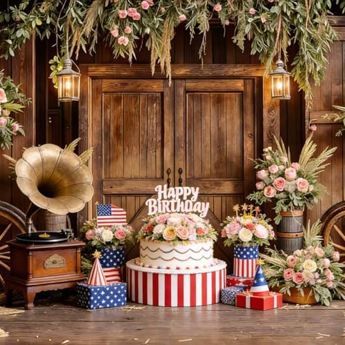 Barn Door Backdrop for Photography Western Cowboy Backdrop Wild West Theme Background Rustic Cowgirl Party Banner for Farm Rodeo Wedding Birthday Party Photo Shoot Supplies, 6X6 Ft - Image 3